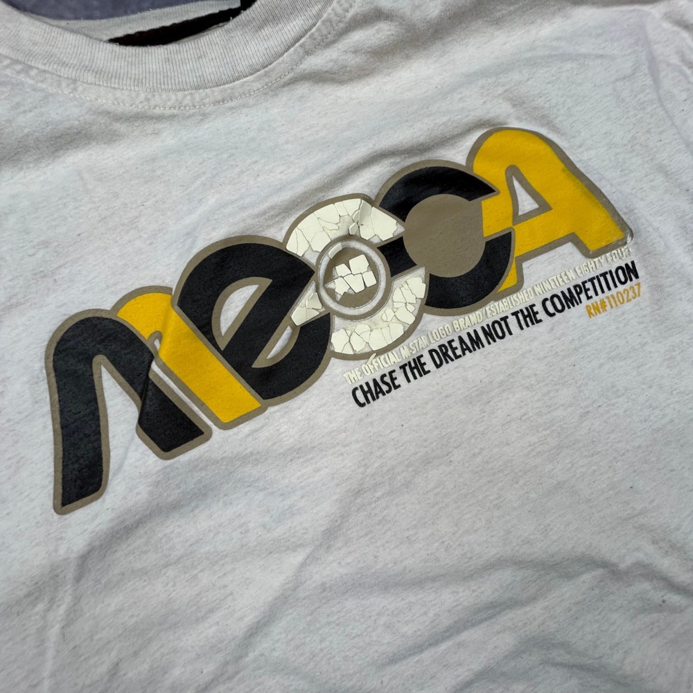 Vintage Mecca 1984 T-Shirt Mens Large Oatmeal Graphic Streetwear 90s Y2K Boxy - Picture 4 of 7